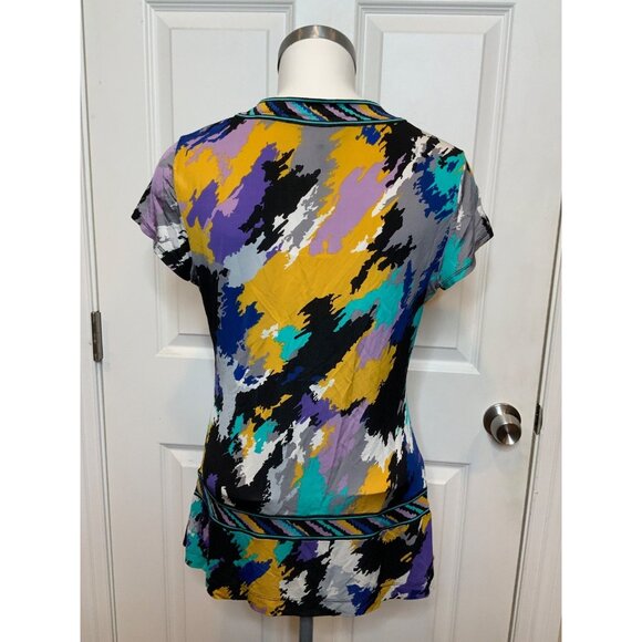 BCBG Max Azria Multicolor Splatter Print V-Neck Sleeveless Top, Size S - Picture 5 of 9